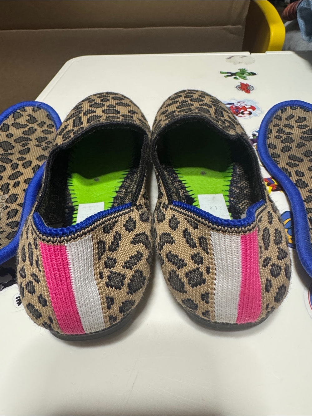 Rothy's The Kids Loafer - Cheetah print with with Blue trim - Picture 6 of 9